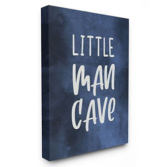Boys Stupell Home Decor Little Man Cave Text Over Navy Blue Watercolor Pattern Wall Art