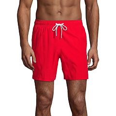 Lands' End Men's 8 Solid Volley Swim Trunks - Compass Red Colorblock