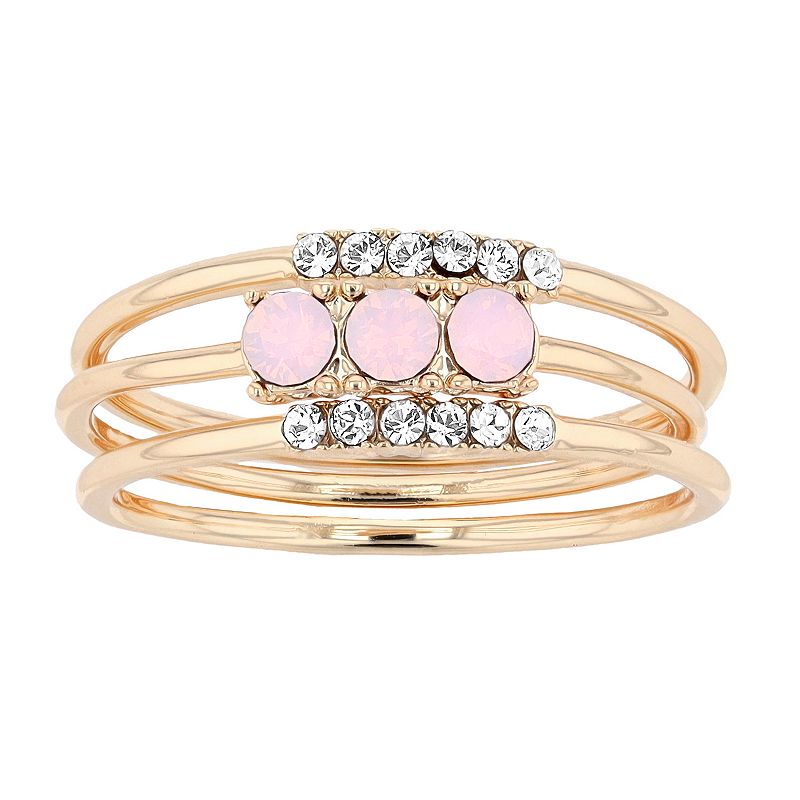 Brilliance Crystal Band Ring Set, Womens, Size: 9, Pink