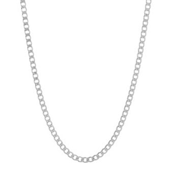 Men's 14k White Gold Plated Curb Chain Necklace - 22 in