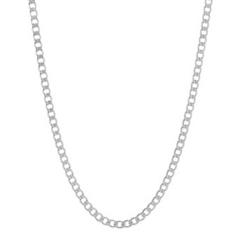 Men's 14k White Gold Plated Curb Chain Necklace - 22 in