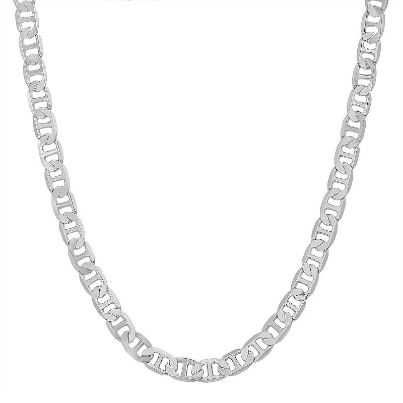 Mens 14k White Gold Plated Curb Chain Necklace - 24 in., Size: 24