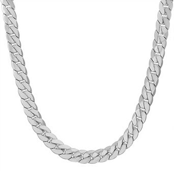 Men's 14k White Gold Plated Cuban Chain Necklace