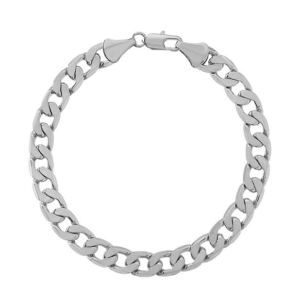 Italian Sterling Silver Polished Cuban Chain Bracelet