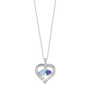 LeRose by Lexi and Rose Sterling Silver Lab-Created Blue Opal & Lab-Created Ceylon Sapphire "One World" Heart Pendant Necklace