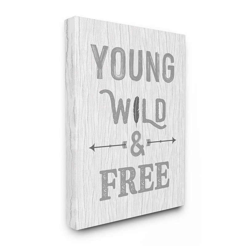 Stupell Home Decor Young Wild and Free Phrase Wall Art, White, 16X20