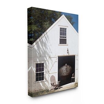 Stupell Home Decor Boat Behind Barn Door Rural Wall Art