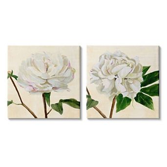 Stupell Home Decor White Peonies with Pink Petal Details Wall Art 2 pc Set