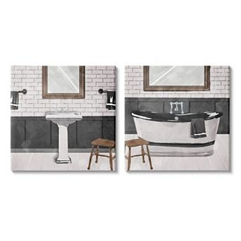 Stupell Home Decor Modern Bathroom Still Life Wall Art 2 pc Set