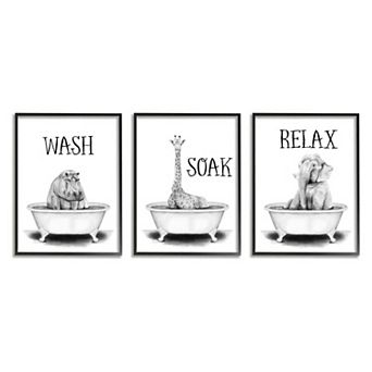 Stupell Home Decor Wash Soak And Relax Wall Art 3 pc Set