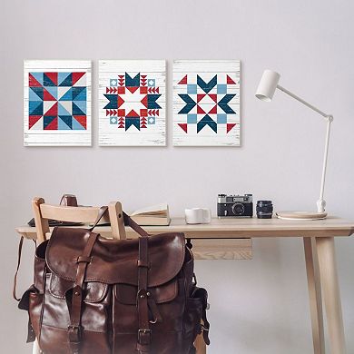 Stupell Home Decor Geometric Triangular Quilt Pattern Wall Art 3-piece Set