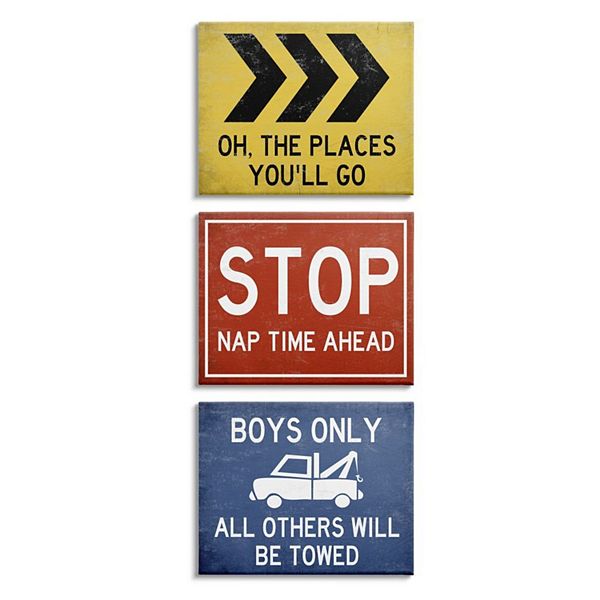 Stupell Home Decor Distressed Street Signs Wall Art 3 Piece Set - Street Signs For Home Decor