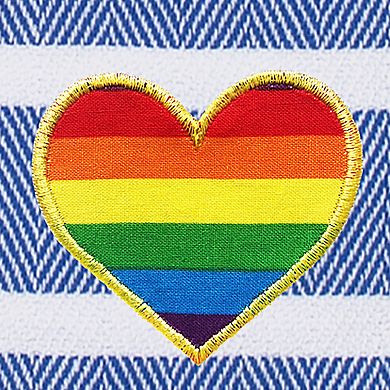 Linum Home Textiles Turkish Cotton Herringbone Cheerful Rainbow Heart Pestemal Beach Towel
