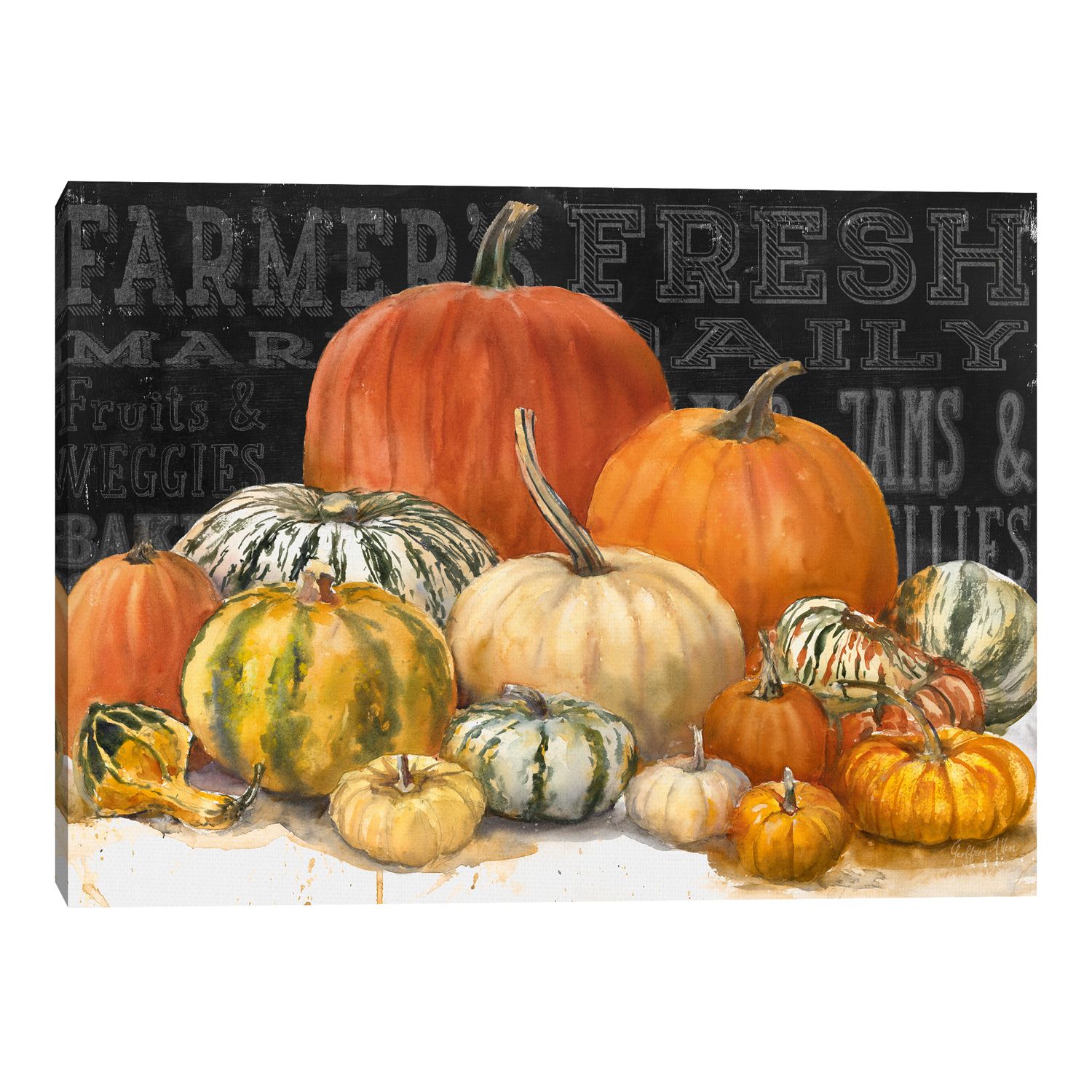 G128 18 x 18 in Fall Pumpkin Oil Painting Style Waterproof Pillow, Set of 4