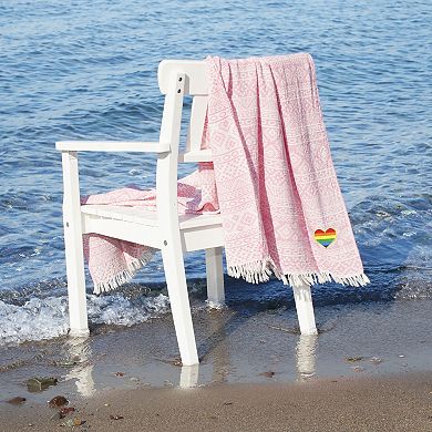 Linum Home Textiles Turkish Cotton Sea Breeze Cheerful Rainbow Heart Pestemal Beach