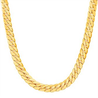 Men's 14k Gold Plated Cuban Chain Necklace