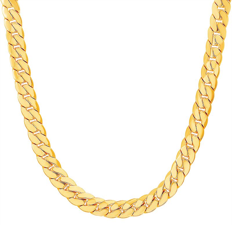 Mens 14k Gold Plated Cuban Chain Necklace, Size: 18, Yellow