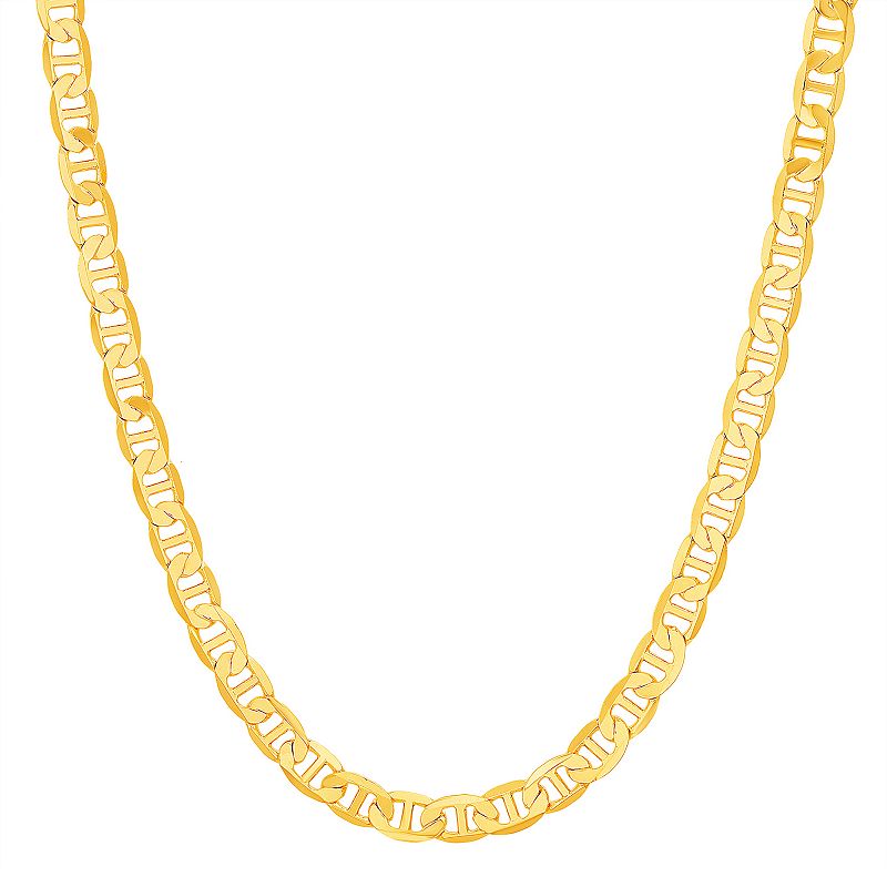 Mens 14k Gold Plated Mariner Chain Necklace, Size: 16, Yellow