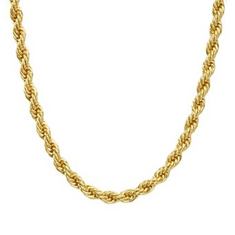 Men's 14k Gold Plated Rope Chain Necklace