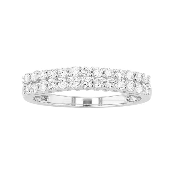 Two row deals diamond wedding band