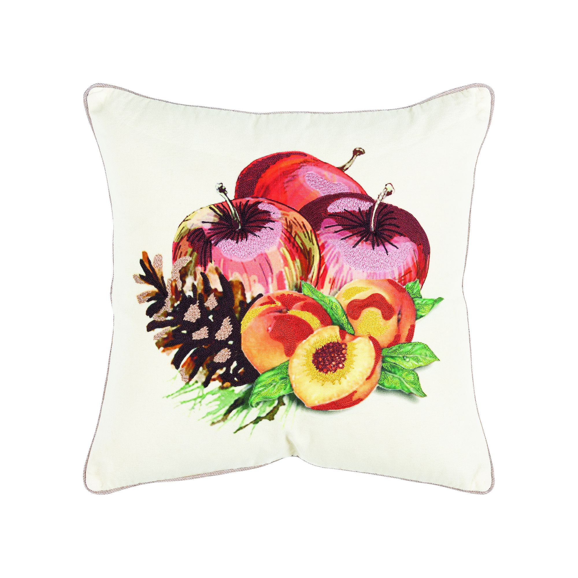 Rizzy Home Fruit and Pinecones Throw Pillow, Multi