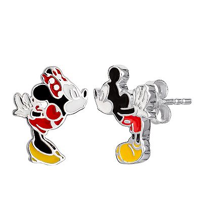 Disney's Mickey Mouse & Minnie Mouse Silver Tone Sterling Silver Earrings