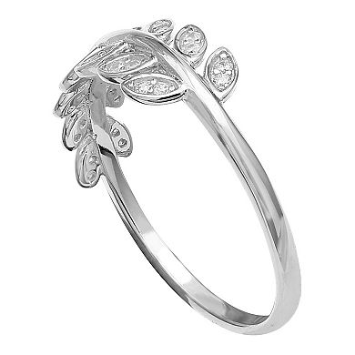 PRIMROSE Sterling Silver Cubic Zirconia Accent Leaf Band Ring 