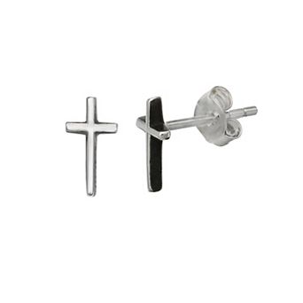 PRIMROSE Sterling Silver Cross Stud Earrings