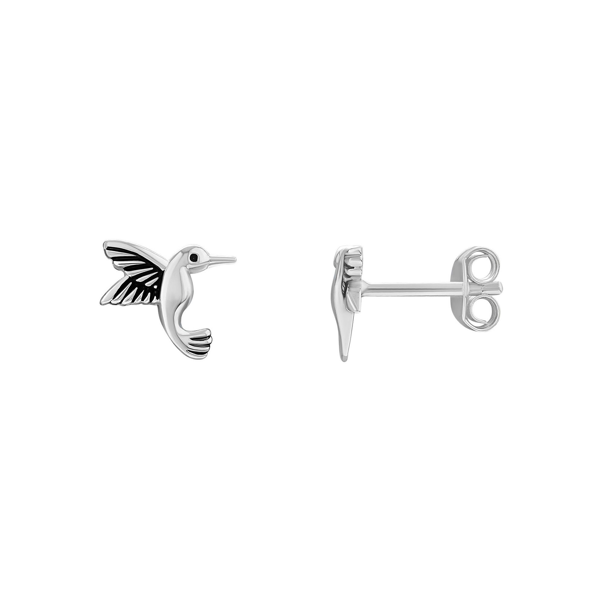 PRIMROSE Sterling Silver Hummingbird Stud Earrings, Womens