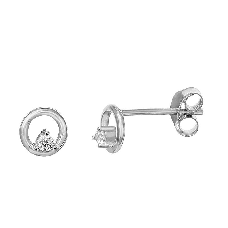 PRIMROSE Sterling Silver Cubic Zirconia Accent Open Circle Stud Earrings, W