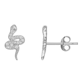 PRIMROSE Sterling Silver Cubic Zirconia Accent Snake Stud Earrings