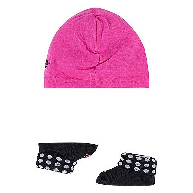 Newborn Baby Girl Nike Polka-Dot Bow Hat & Bootie Socks Set