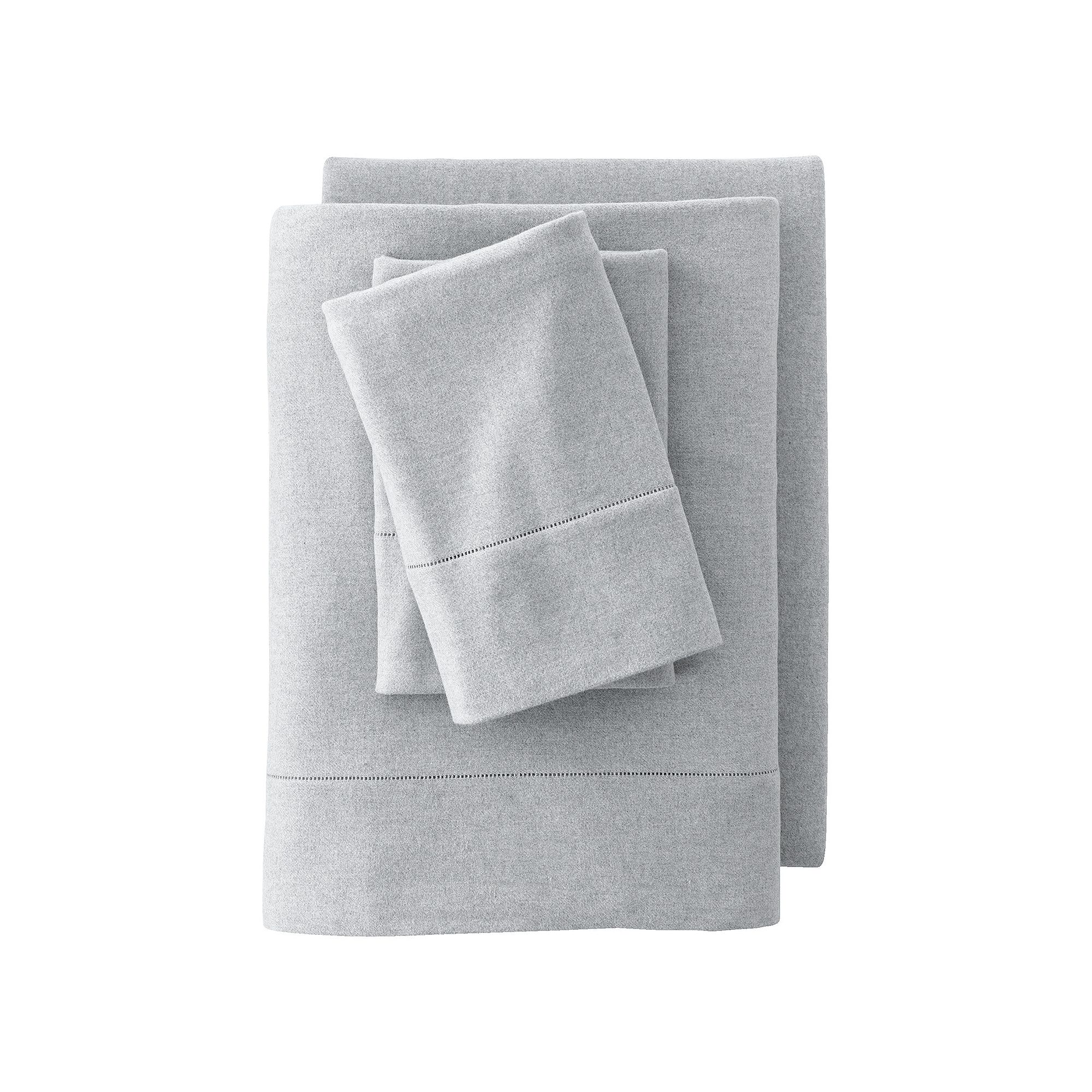 Lands End Supima Flannel Heather Extra Long Sheet Set, Classic Gray Grey