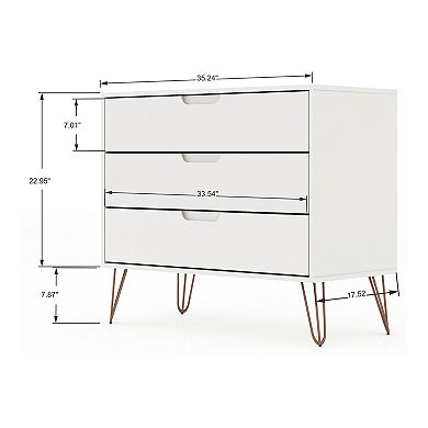 Manhattan Comfort Rockefeller 3-Drawer Dresser