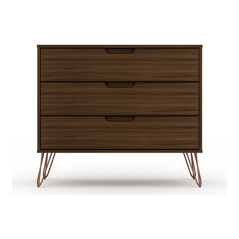 Manhattan Comfort Rockefeller 3-Drawer Dresser, Brown