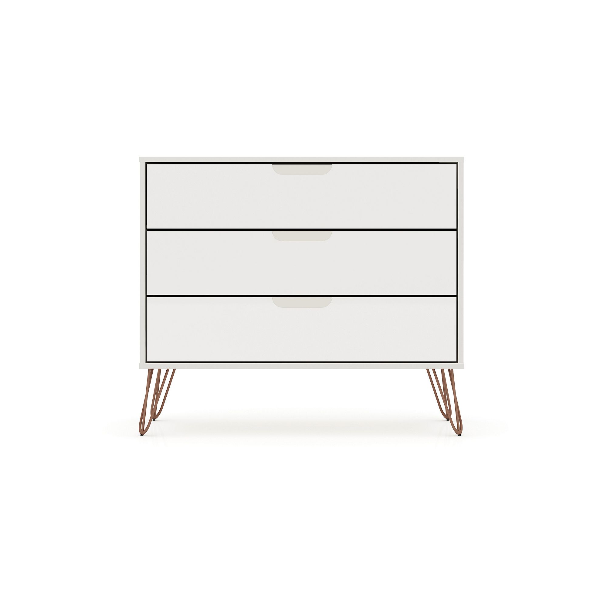 MANHATTAN COMFORT Rockefeller 3-Drawer Dresser, Off White