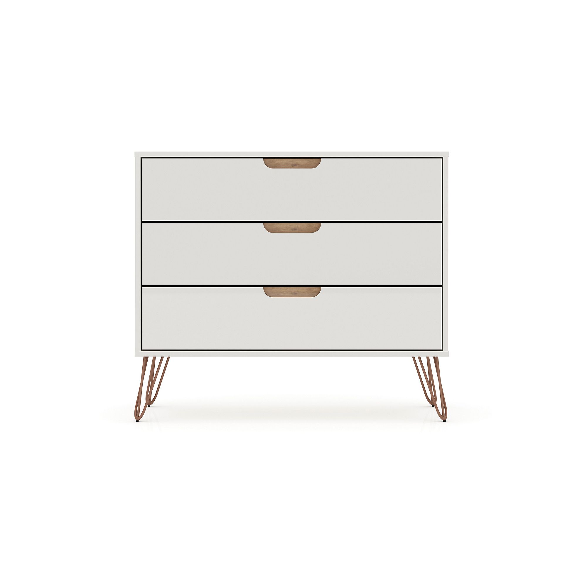 MANHATTAN COMFORT Rockefeller 3-Drawer Dresser, Off White Nature