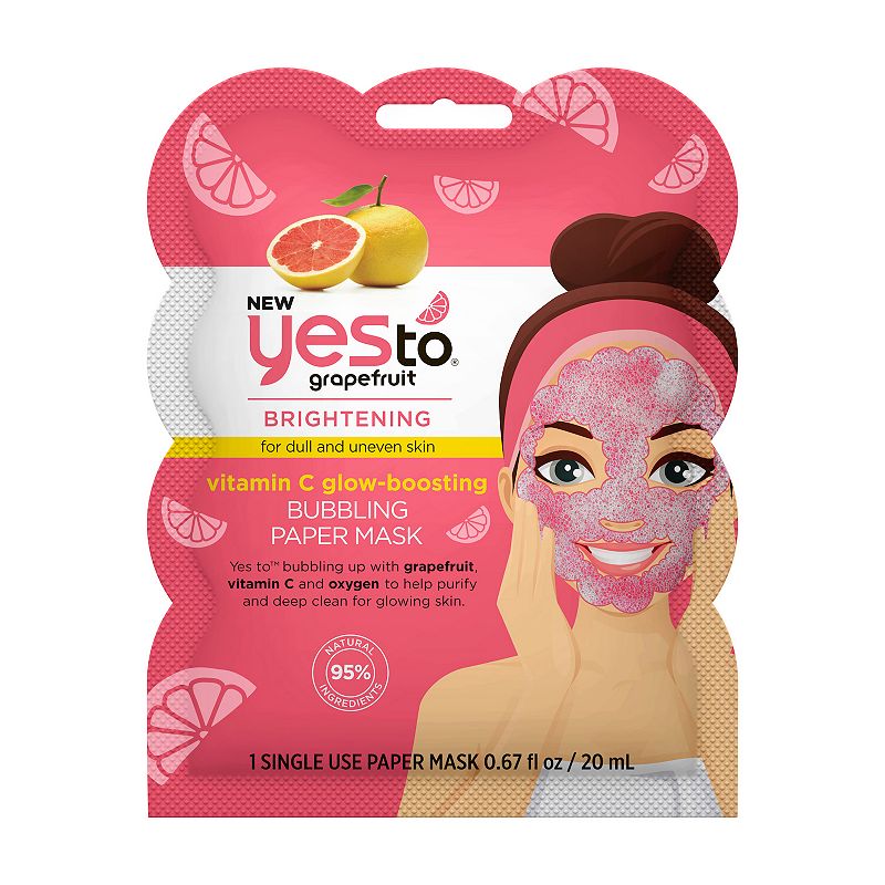 Yes To Grapefruit Vitamin C Glow-Boosting Bubbling Paper Mask, Size: .67 FL