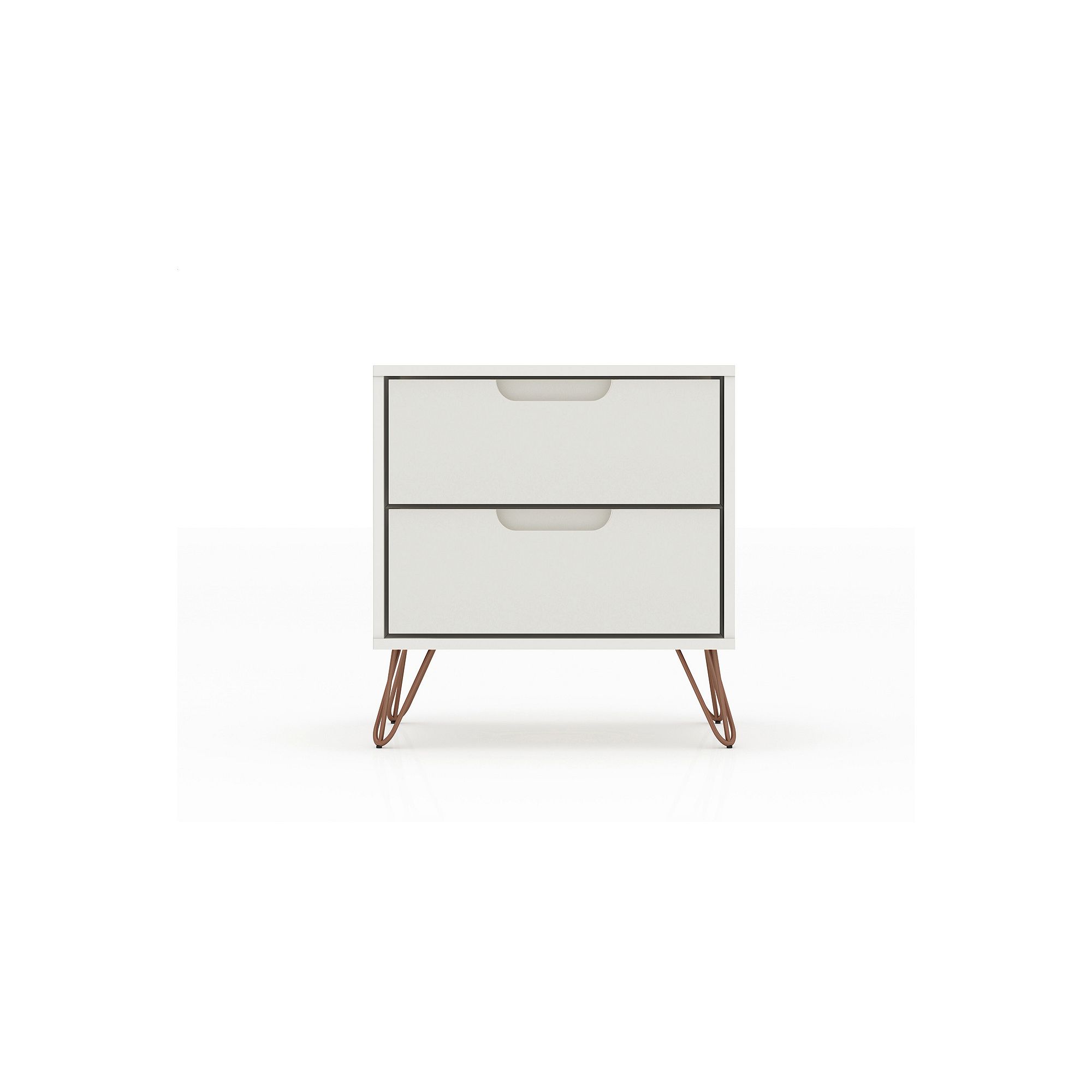 MANHATTAN COMFORT Rockefeller 2-Drawer Nightstand, Off White