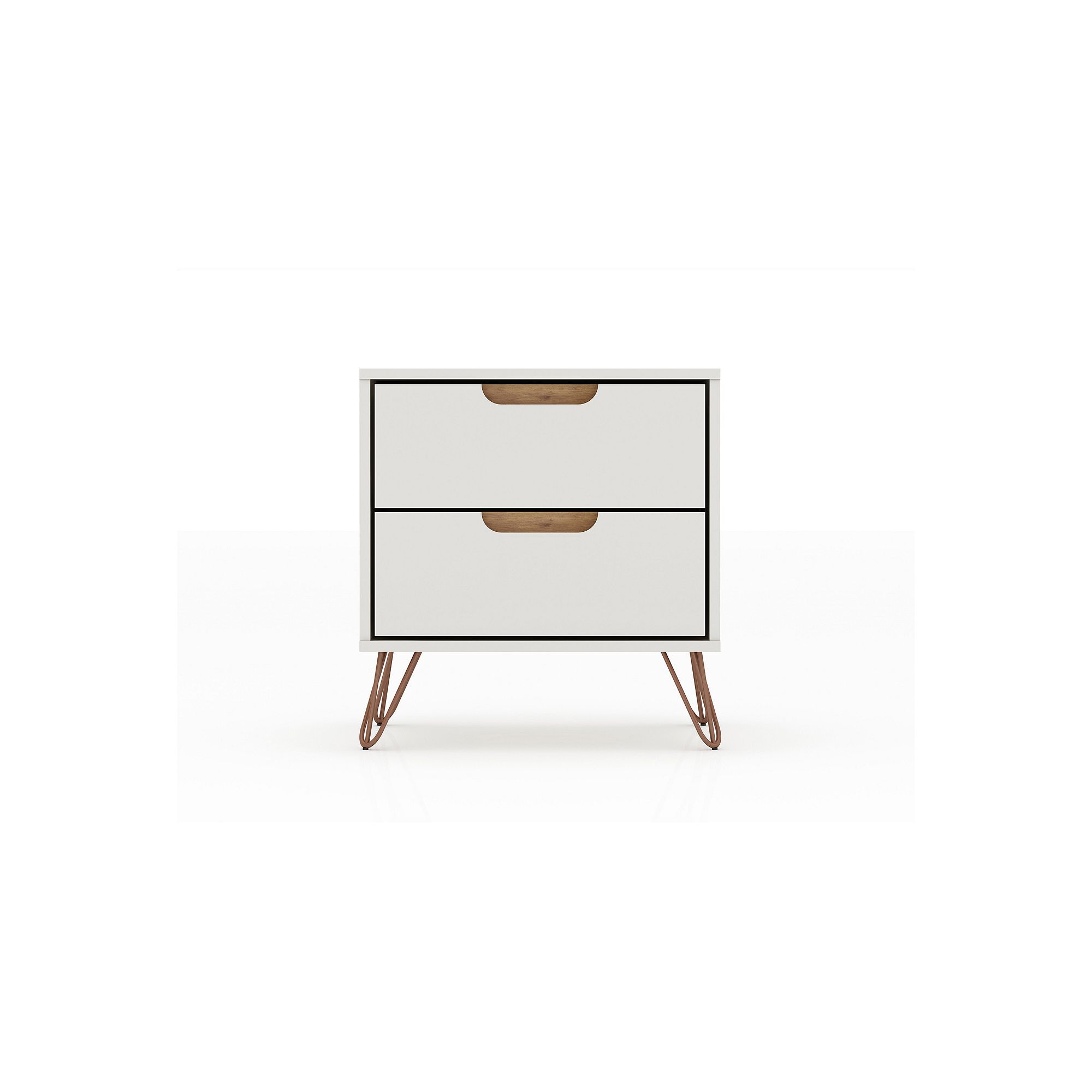 MANHATTAN COMFORT Rockefeller 2-Drawer Nightstand, Off White Nature