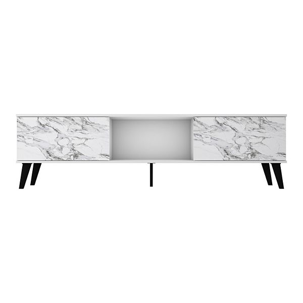 MANHATTAN COMFORT Doyers 70" TV Stand - White Marble Stamp