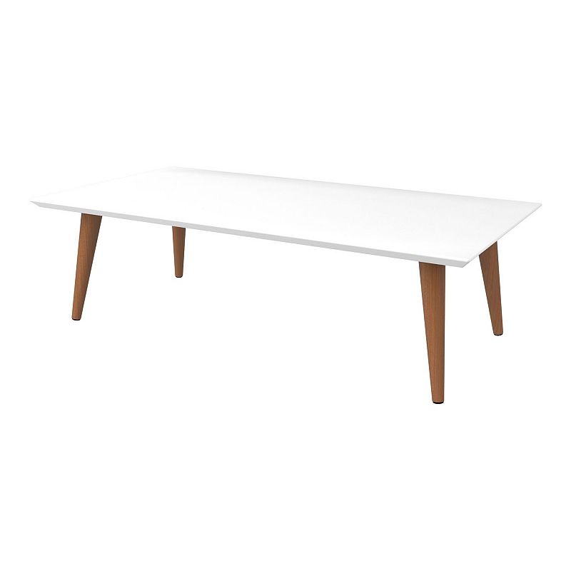 Manhattan Comfort Utopia 11.81  High Rectangle Coffee Table with Splayed Legs in White Gloss