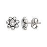 Brilliance Fine Silver-Plated Crystal Flower Birthstone Stud Earrings