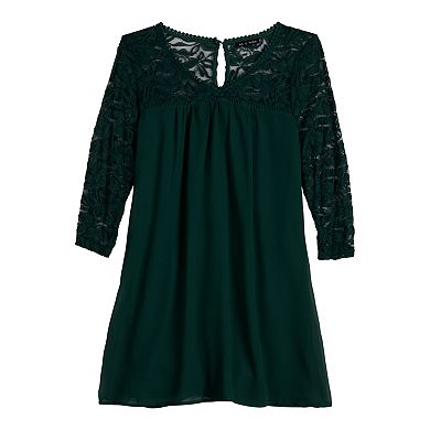 Juniors' As U Wish Lace-Sleeve Shift Dress