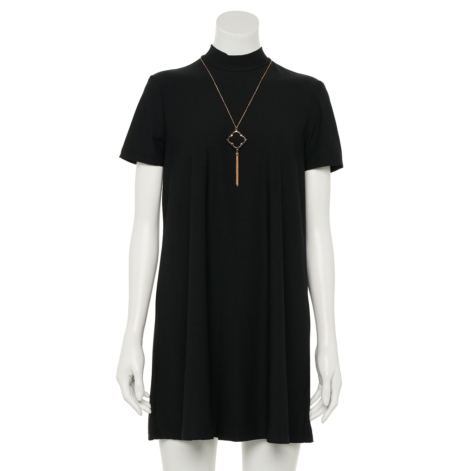 mock neck swing dress