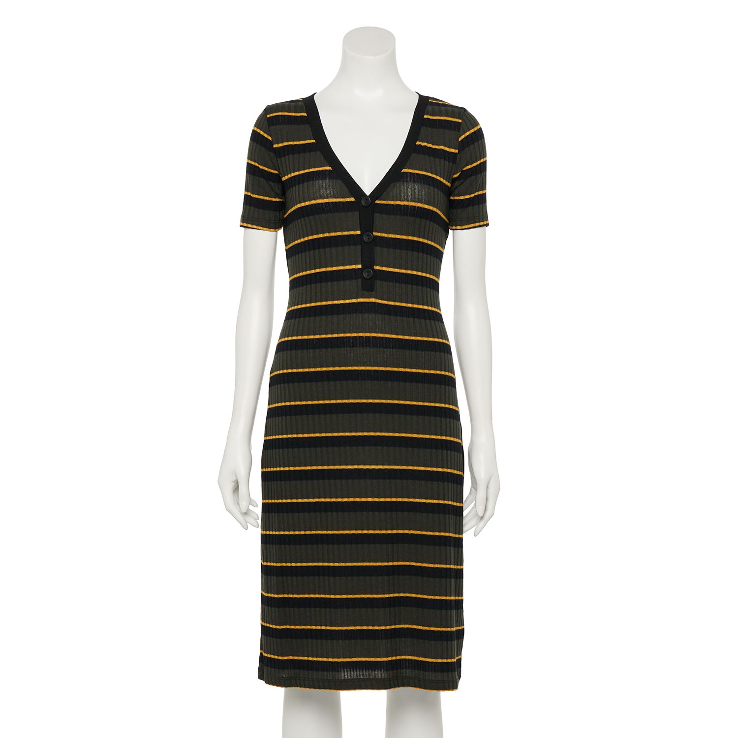 striped knit midi dress