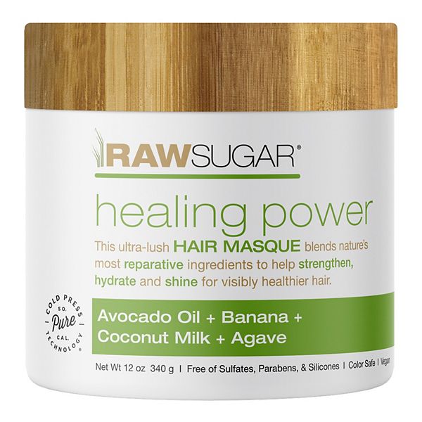 Raw Sugar Living Healing Power Hair Masque - Avocado + Banana Oil + Coconut  Milk + Agave