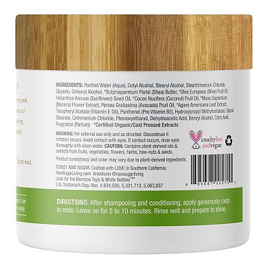 Raw Sugar Living Healing Power Hair Masque - Avocado + Banana Oil + Coconut Milk + Agave
