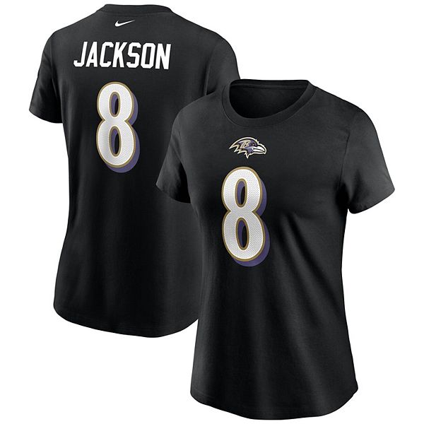 Women's Nike Lamar Jackson Black Baltimore Ravens Team Player Name & Number T-Shirt