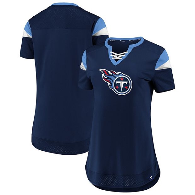 Women's NFL Pro Line by Fanatics Branded Navy Tennessee Titans Draft Me  Lace-Up T-Shirt